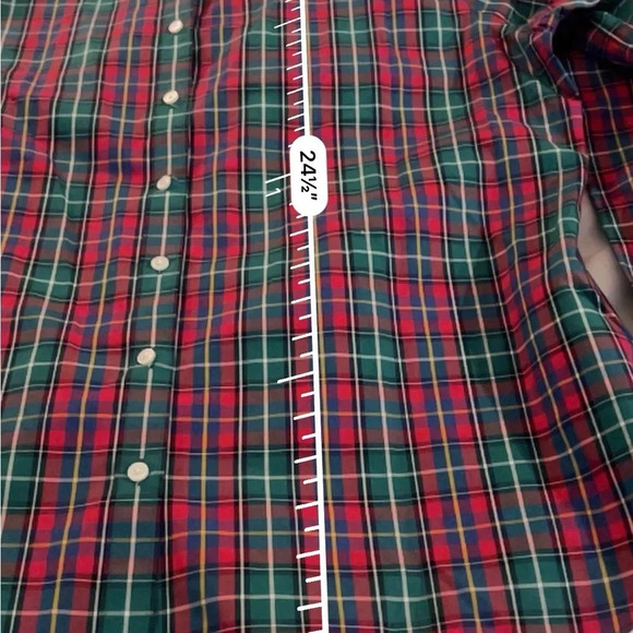 Lands’ End 100% Supima Cotton Red & Green Plaid Button Down Shirt Size 16 - Picture 7 of 8